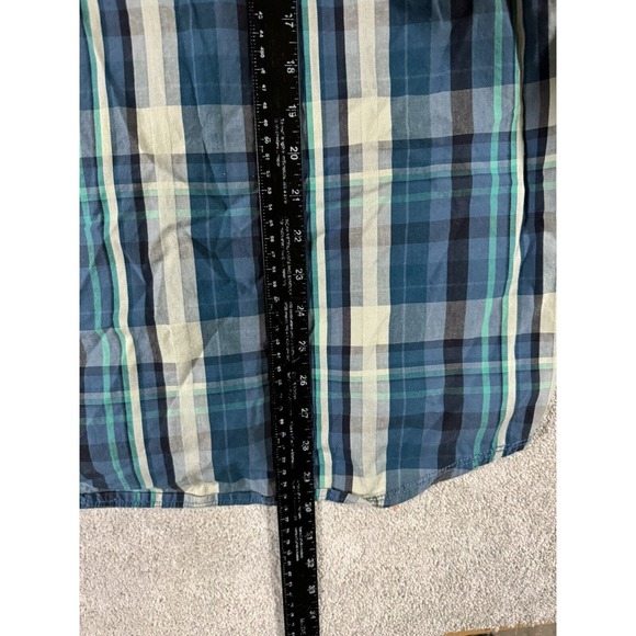 Prana Pearl Snap Dress Shirt Mens X-Large Blue Plaid Short Sleeve Button Up EUC - Picture 7 of 9